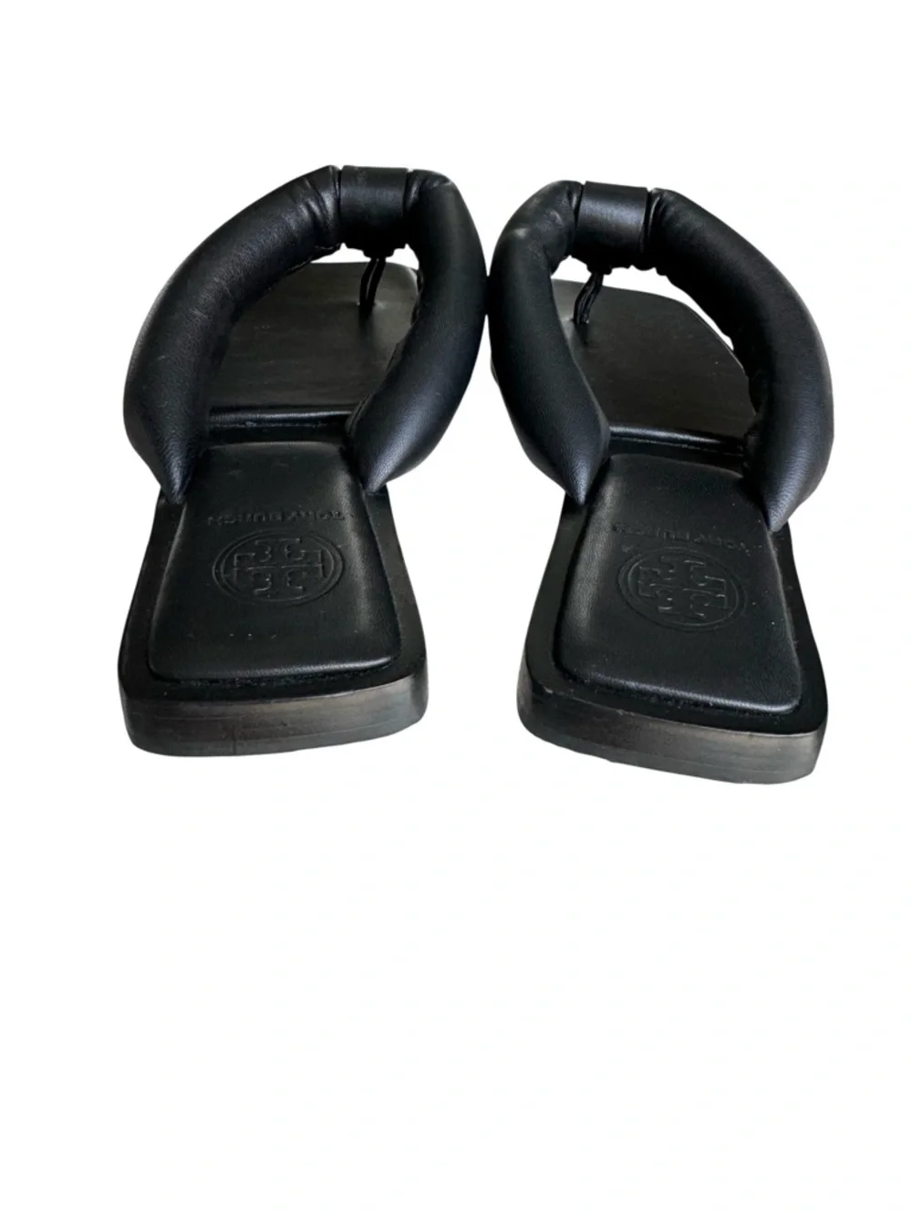 Tory Burch Puffy Strap Thong Sandal Black Leather